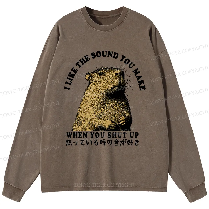 Tokyo-Tiger I Like The Sound Of Silence Washed Long Sleeve T-Shirt