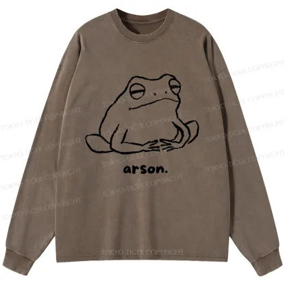 Tokyo-Tiger Japan Arsonist Frog Washed Long Sleeve T-Shirt