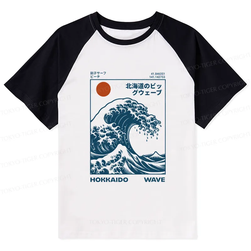 Tokyo-Tiger Hokkaido Wave Japan Raglan T-shirt