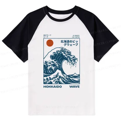 Tokyo-Tiger Hokkaido Wave Japan Raglan T-shirt