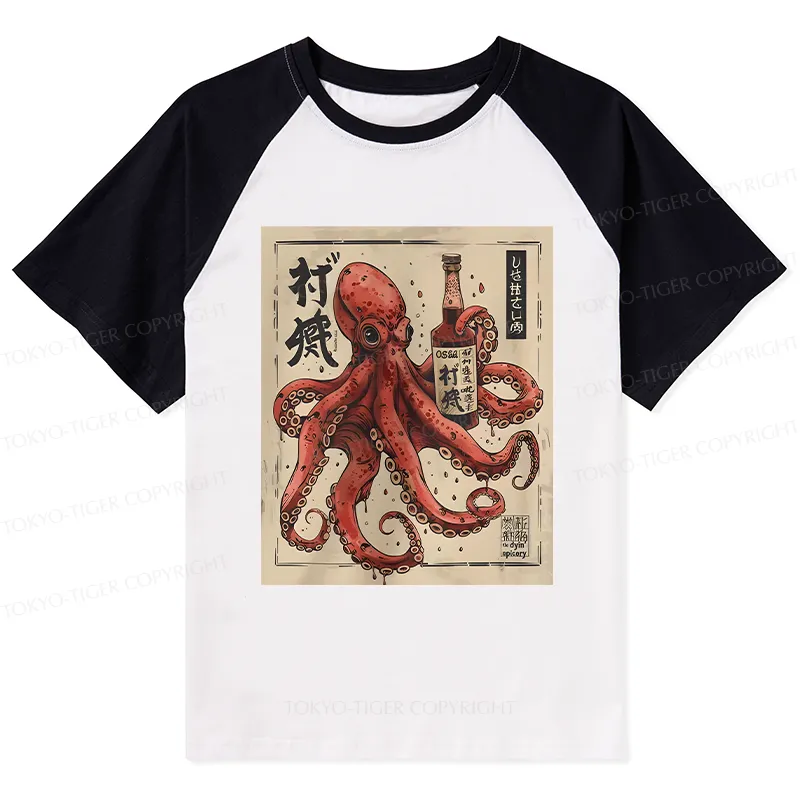 Tokyo-Tiger Osaka Saké Octopus Raglan T-shirt