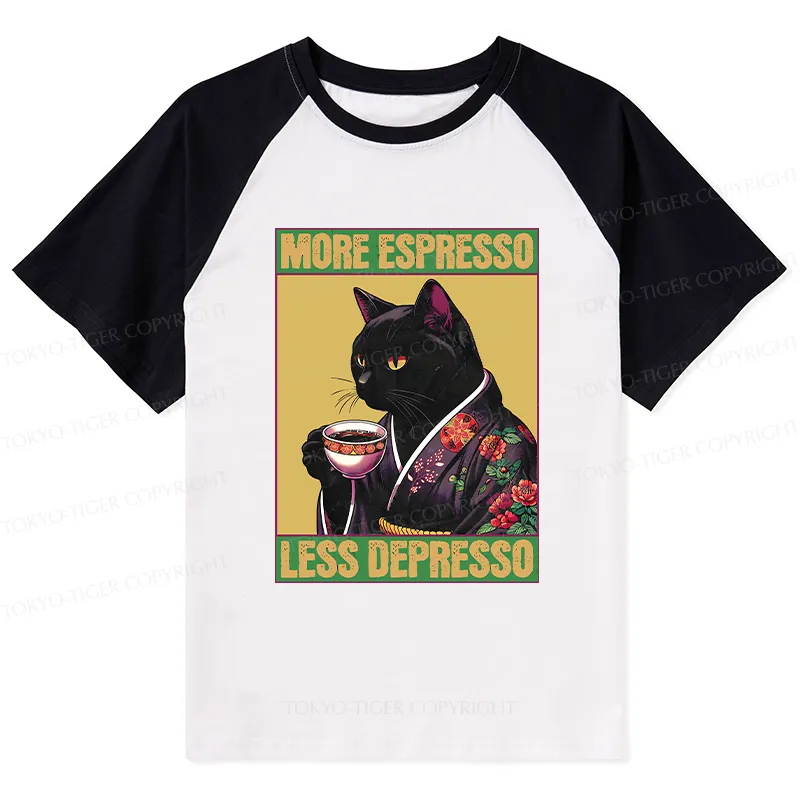 Tokyo-Tiger Up Caffeine Down Depression Raglan T-shirt