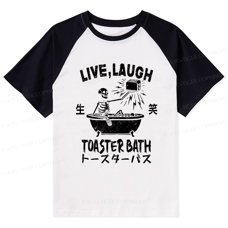 Tokyo-Tiger Funny Electric Shock Skeleton Raglan T-shirt