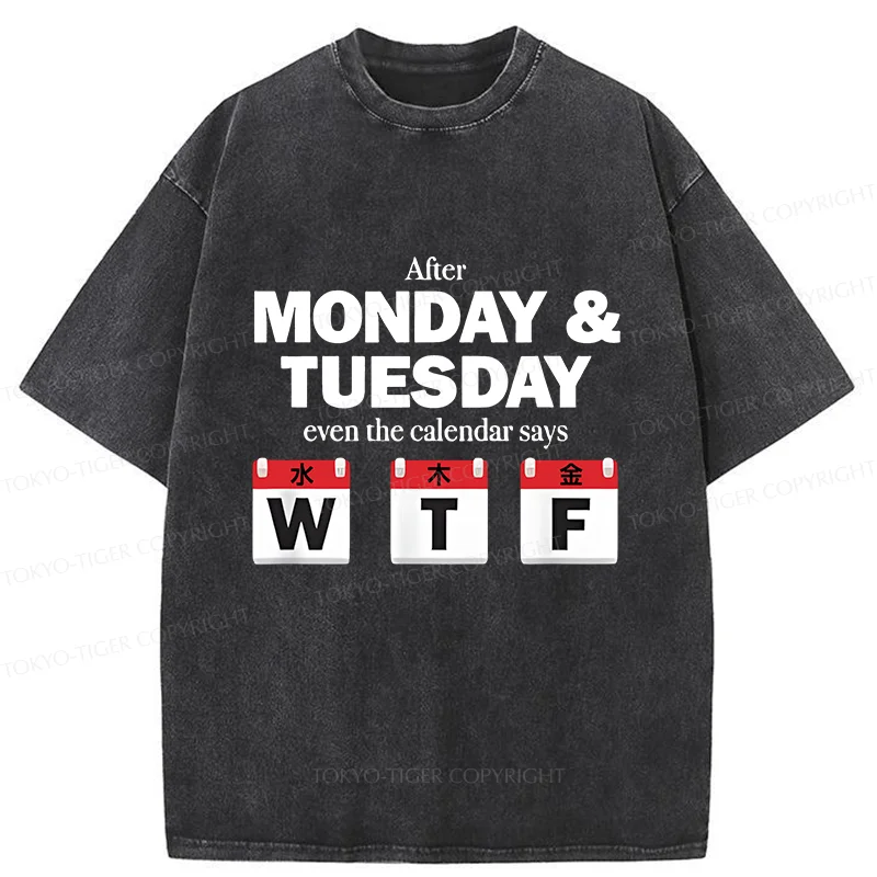 Tokyo-Tiger Days After Monday And Tuesday Washed T-Shirt