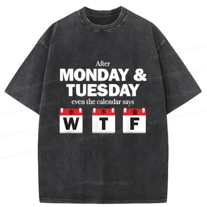 Tokyo-Tiger Days After Monday And Tuesday Washed T-Shirt