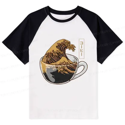 Tokyo-Tiger Coffee Wave Raglan T-shirt