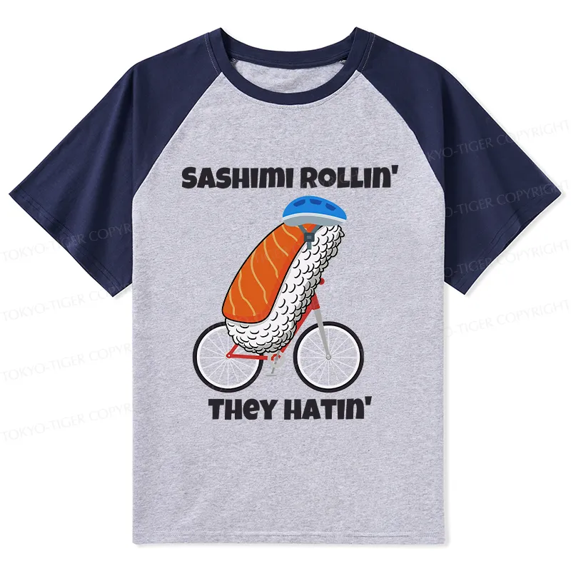 Tokyo-Tiger Sashimi Rollin' They Hatin' Raglan T-shirt