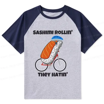 Tokyo-Tiger Sashimi Rollin' They Hatin' Raglan T-shirt