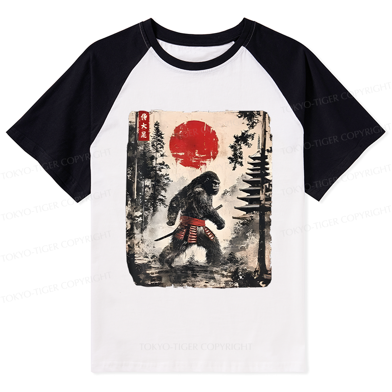 Tokyo-Tiger Japanese Samurai Bigfoot Raglan T-shirt