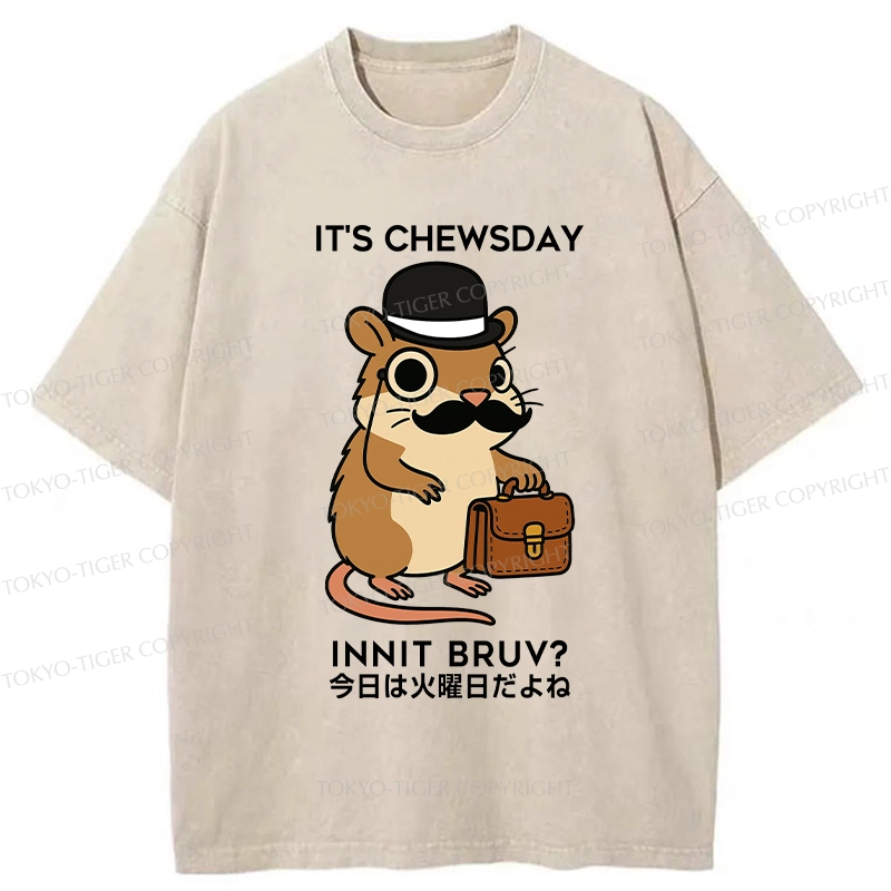 Tokyo-Tiger It's Chewsday Innit Bruv Washed T-Shirt