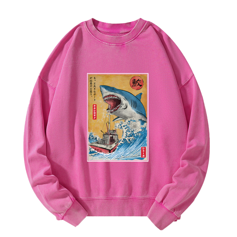 Tokyo-Tiger Ukiyoe Shark Japan Washed Sweatshirt