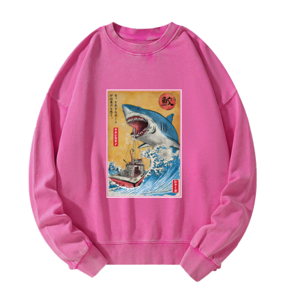 Tokyo-Tiger Ukiyoe Shark Japan Washed Sweatshirt