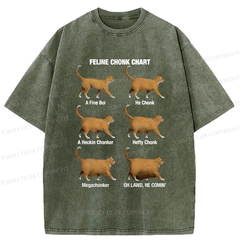 Tokyo-Tiger Feline Chonk Chart Washed T-Shirt