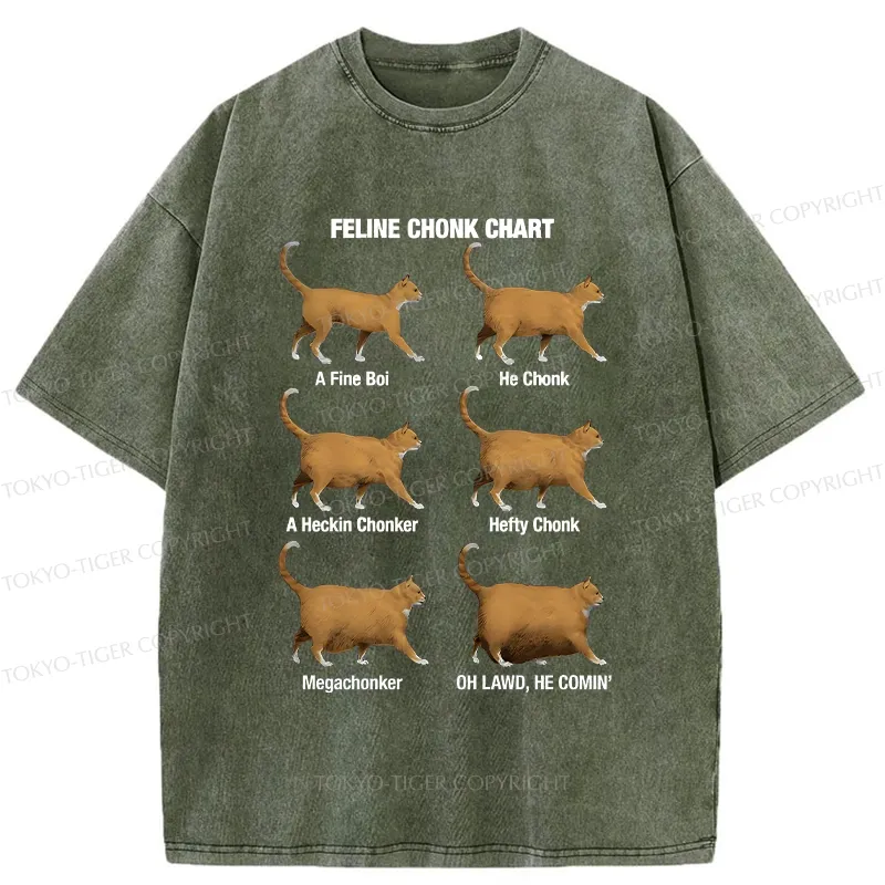 Tokyo-Tiger Feline Chonk Chart Washed T-Shirt