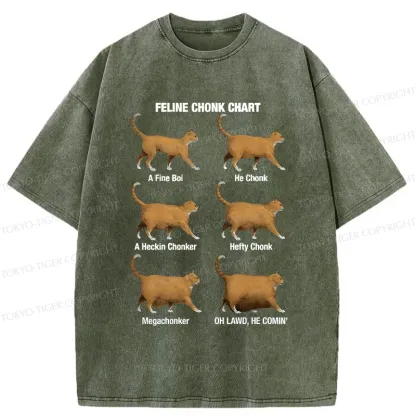 Tokyo-Tiger Feline Chonk Chart Washed T-Shirt