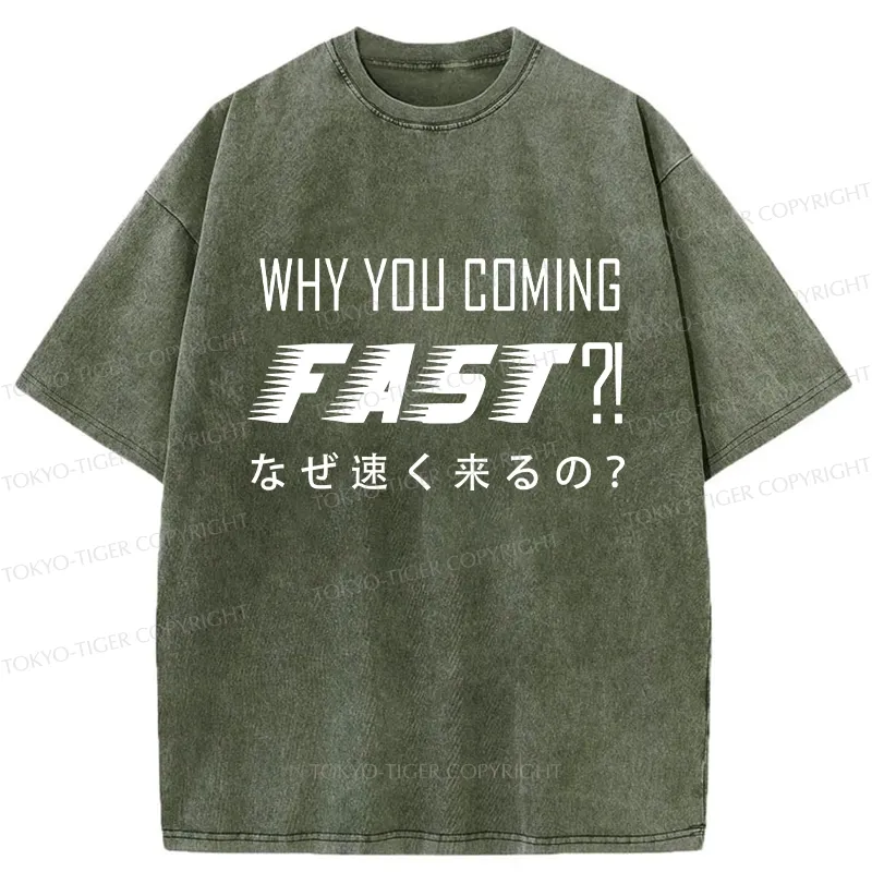 Tokyo-Tiger Funny Coming Fast Washed T-Shirt