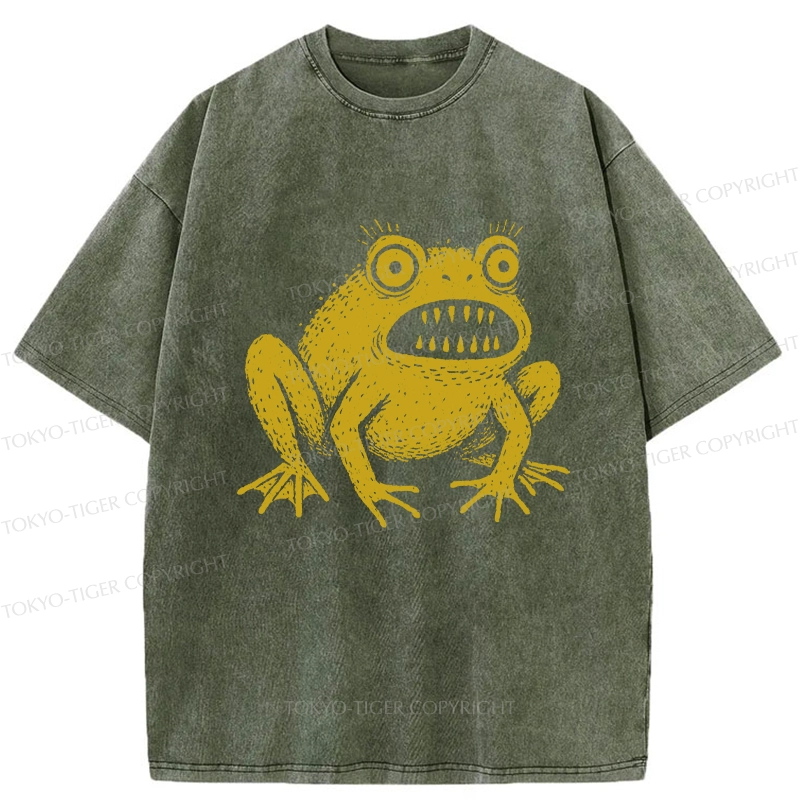 Tokyo-Tiger Horrible Japanese Frog Washed T-Shirt