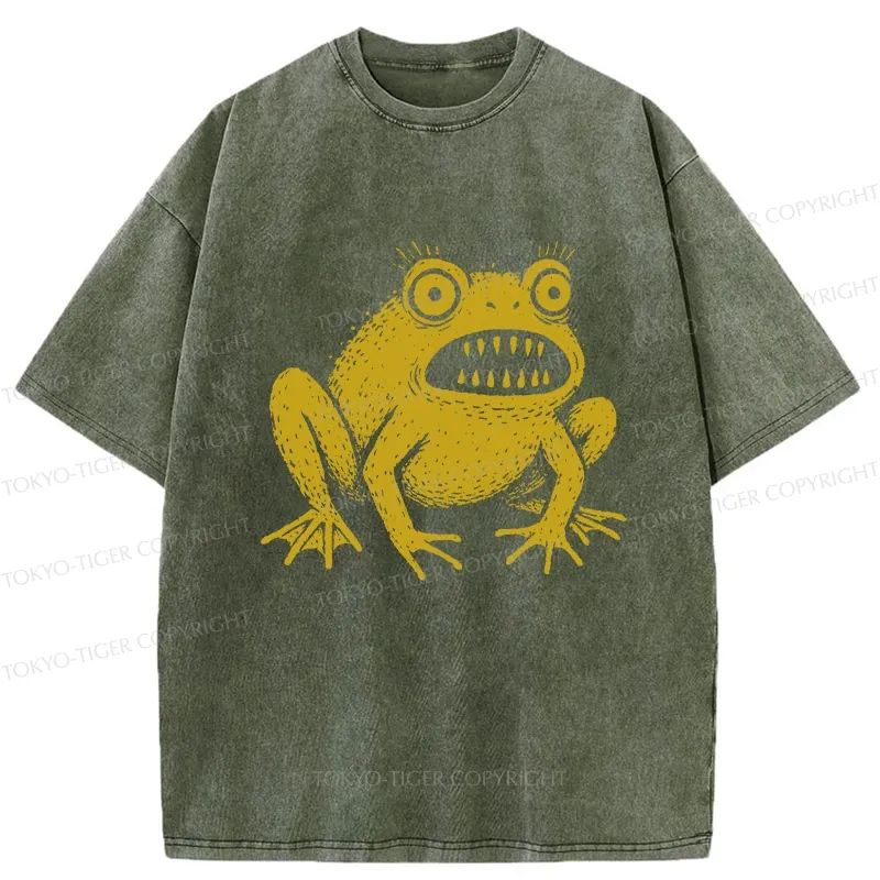 Tokyo-Tiger Horrible Japanese Frog Washed T-Shirt