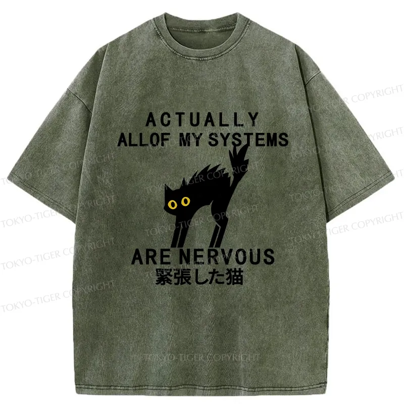 Tokyo-Tiger Nervous Cat Washed T-Shirt