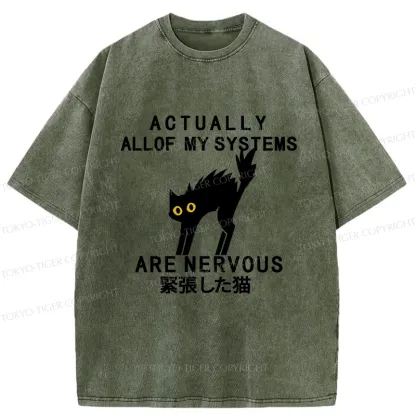 Tokyo-Tiger Nervous Cat Washed T-Shirt