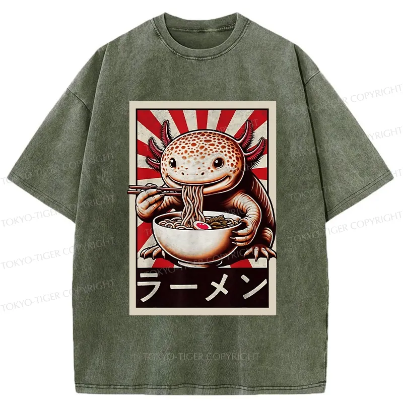 Tokyo-Tiger Ramen Lover Salamander Washed T-Shirt