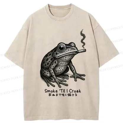 Tokyo-Tiger Funny Smoke 'Til I Croak Washed T-Shirt