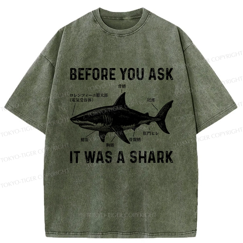 Tokyo-Tiger Before You Ask It Was A Shark Washed T-Shirt