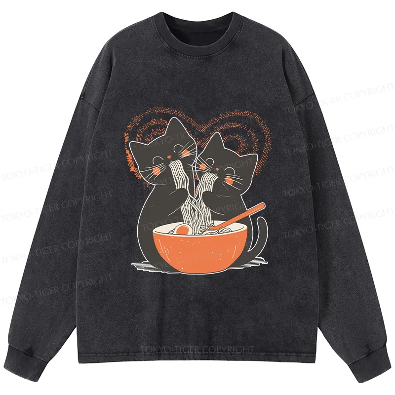 Tokyo-Tiger Let's Eat Ramen Together Washed Long Sleeve T-Shirt