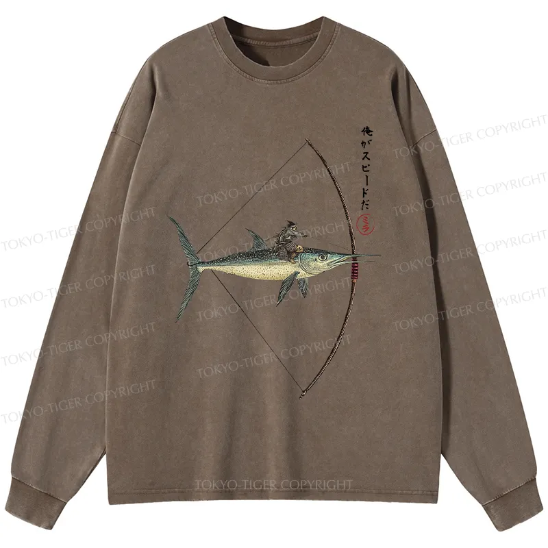 Tokyo-Tiger I Am Speed Washed Long Sleeve T-Shirt