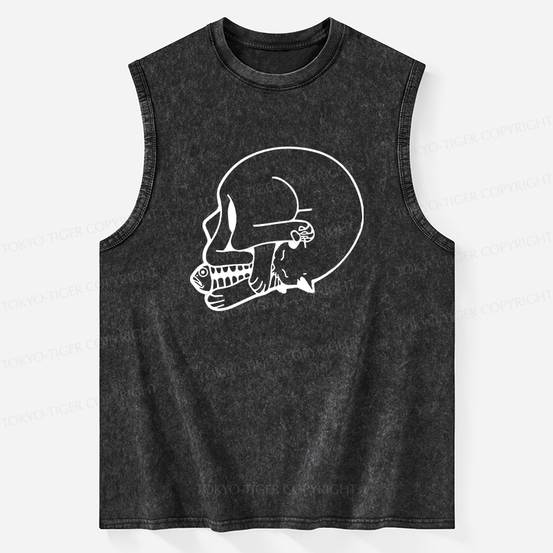 Tokyo-Tiger Funny Cat Eating Fish Washed Tank