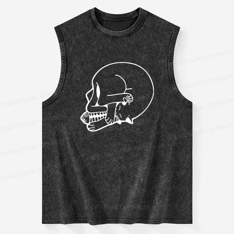 Tokyo-Tiger Funny Cat Eating Fish Washed Tank