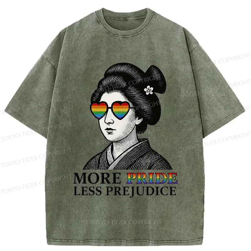 Tokyo-Tiger Geisha Wearing Sunglasses Washed T-Shirt