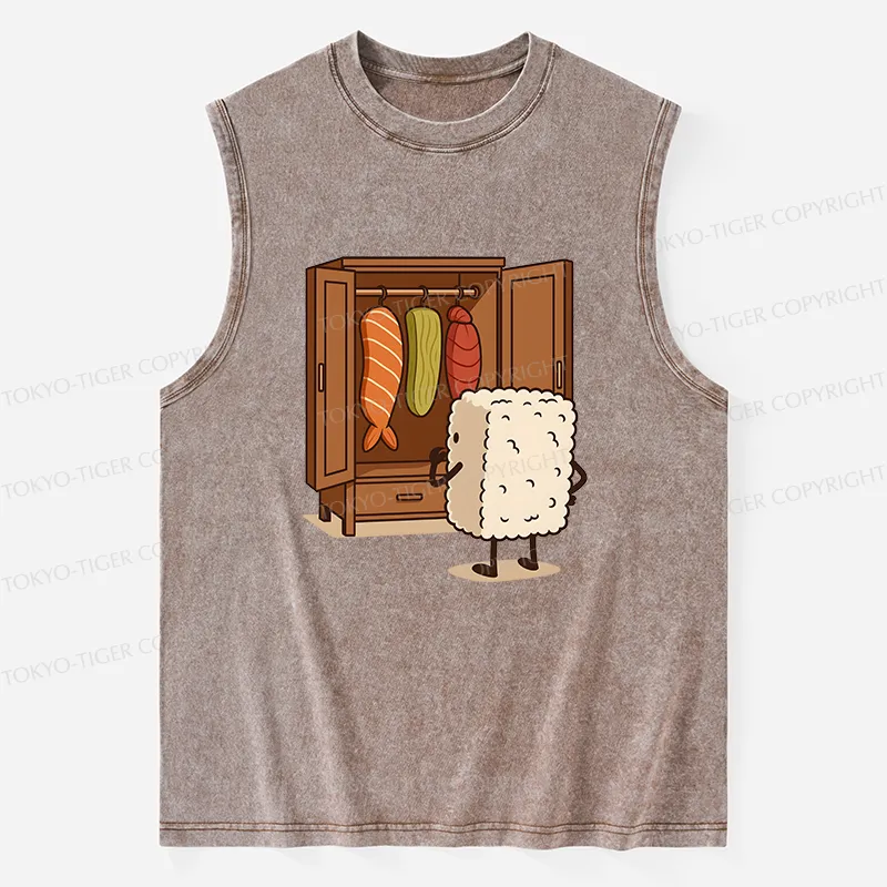 Tokyo-Tiger Sushi Pick Out Clothes Washed Tank