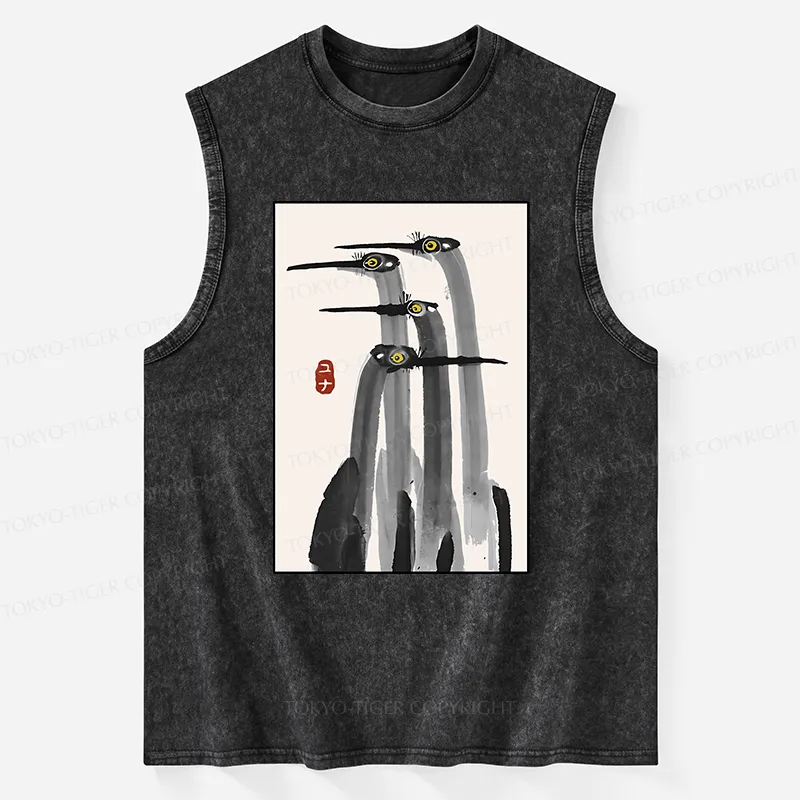Tokyo-Tiger Japanese Crane Poster Washed Tank