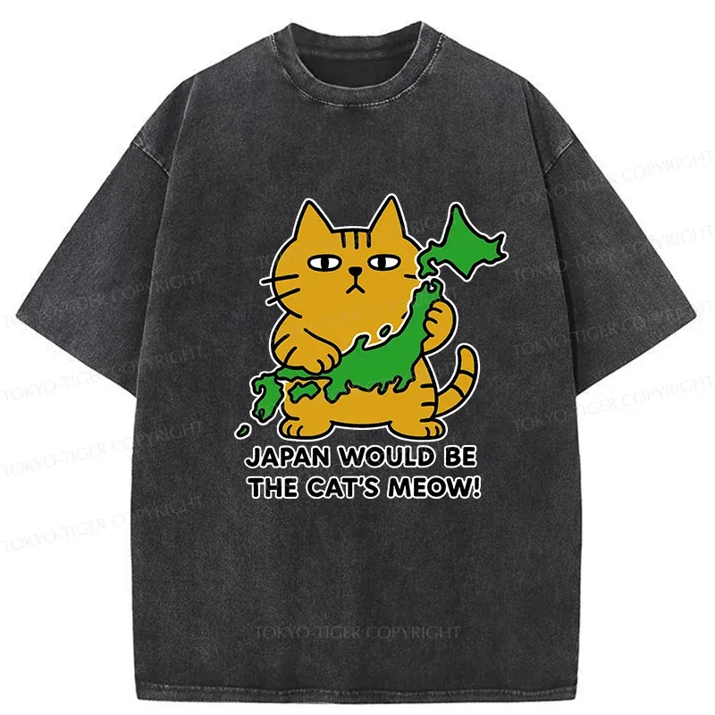 Tokyo-Tiger Japan Is A Cat's World Washed T-Shirt
