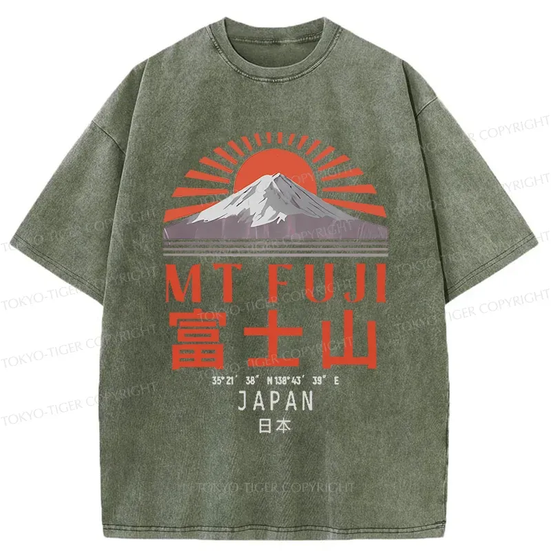 Tokyo-Tiger Retro Mount Fuji Washed T-Shirt