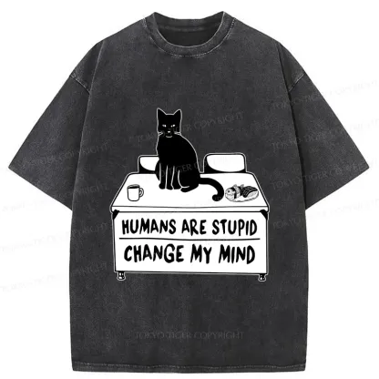 Tokyo-Tiger Funny Cat Theory Washed T-Shirt