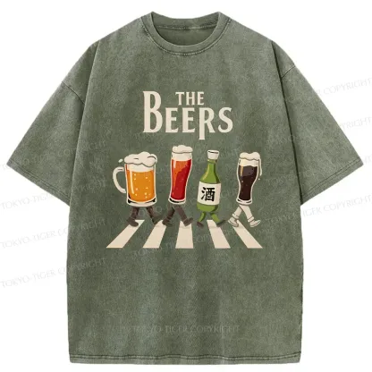 Tokyo-Tiger Beer Crossing Sidewalk Washed T-Shirt