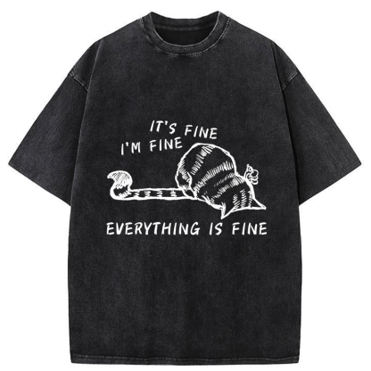 Tokyo-Tiger Everything Is Fine Washed T-Shirt