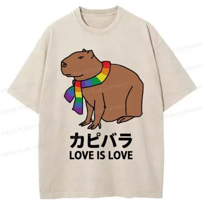 Tokyo-Tiger Capybara With Love Washed T-Shirt