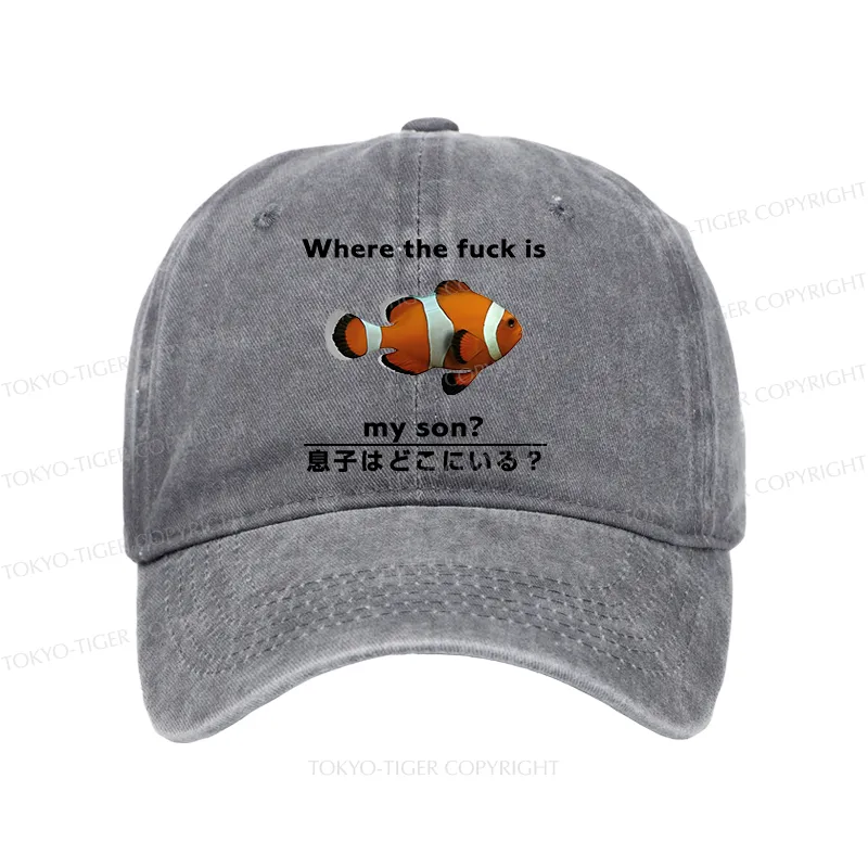 Tokyo-Tiger Fish Looking For Son Washed Cap