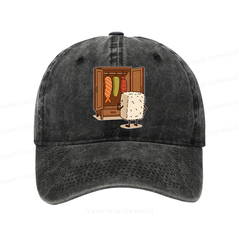 Tokyo-Tiger Sushi Pick Out Clothes Washed Cap