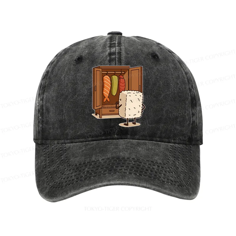 Tokyo-Tiger Sushi Pick Out Clothes Washed Cap