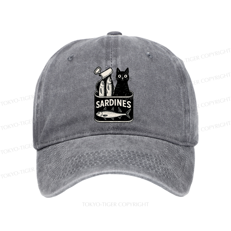 Tokyo-Tiger Cat And Canned Fish Washed Cap
