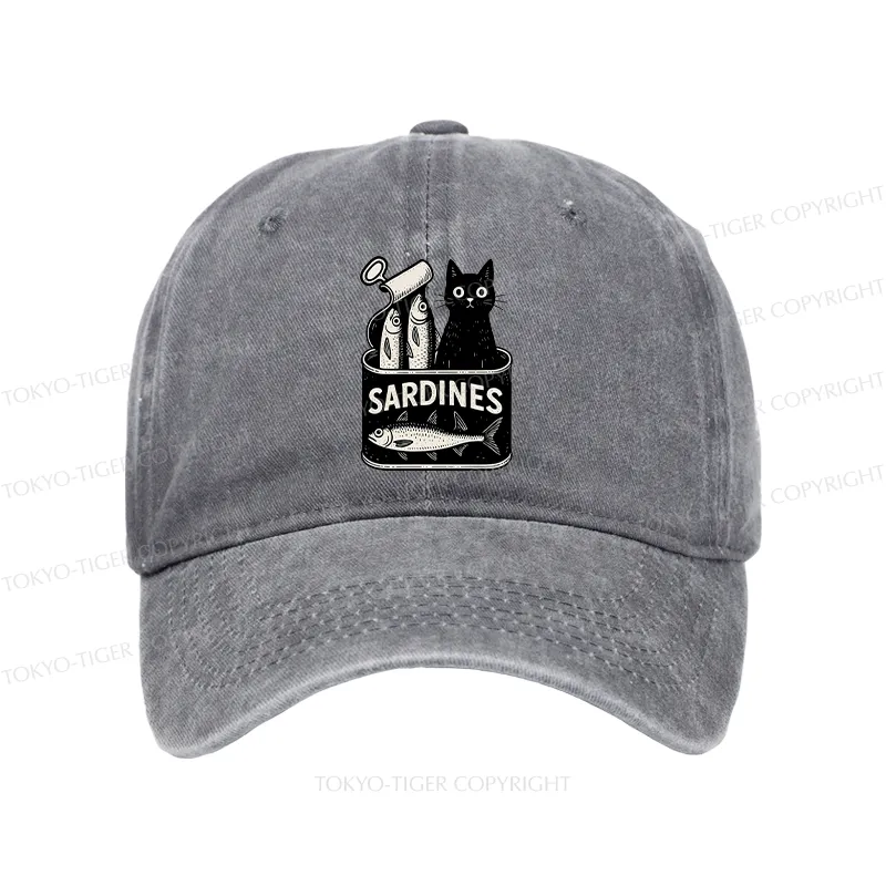 Tokyo-Tiger Cat And Canned Fish Washed Cap