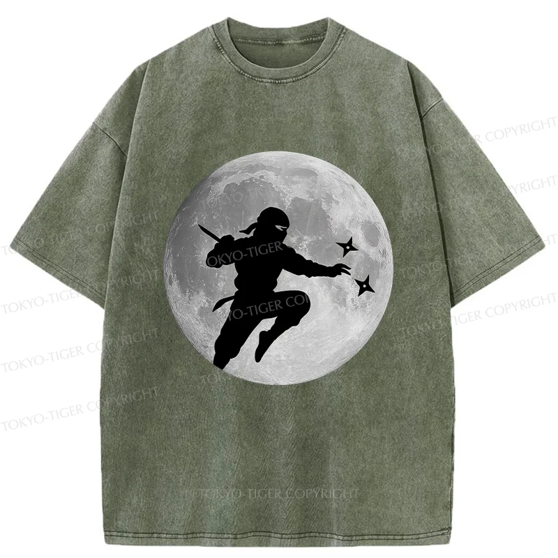 Tokyo-Tiger Ninja Under The Moon Washed T-Shirt