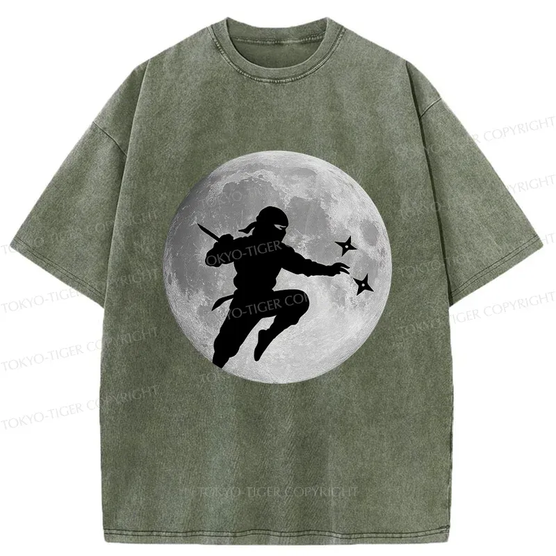 Tokyo-Tiger Ninja Under The Moon Washed T-Shirt