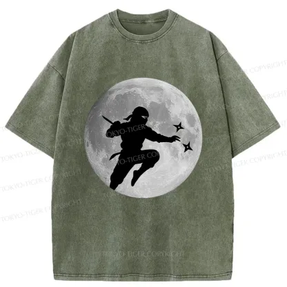 Tokyo-Tiger Ninja Under The Moon Washed T-Shirt