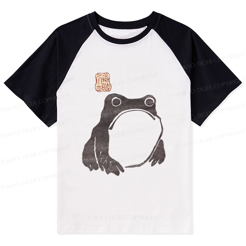 Tokyo-Tiger Matsumoto Hoji Woodblock Print Frog Raglan T-shirt