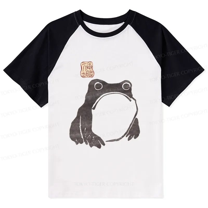 Tokyo-Tiger Matsumoto Hoji Woodblock Print Frog Raglan T-shirt Sale